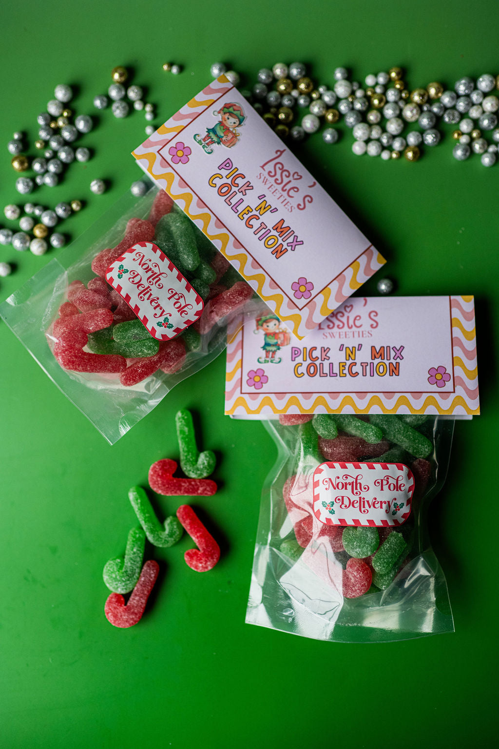 Christmas Vegan Sugared Candy Canes Pick N Mix Pouch