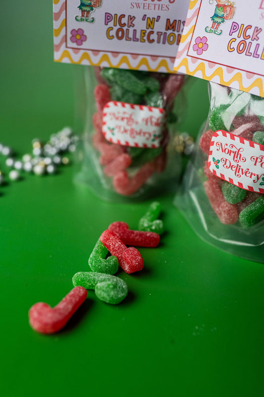 Christmas Vegan Sugared Candy Canes Pick N Mix Pouch